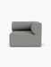 Front view of the Eave Modular Sofa, 96, Corner Right module, upholstered in a textured grey-blue Safire 012 fabric.