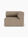 Front view of the Eave Modular Sofa 96 right-corner module, upholstered in textured light brown Logan Flint fabric.