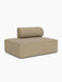 Eave Modular Sofa, 96, Open End 144 chaise longue module, shown at an angle, upholstered in light brown bouclé fabric.