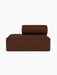 A front view of the Eave Modular Sofa, 96, Open End 144. The single module is upholstered in a textured, dark brown fabric.