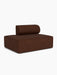 Eave Modular Sofa, Open End 144 module in dark brown Audo Bouclé 08 fabric, shown at an angle on a white background.