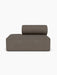 Eave Modular Sofa, 96, Open End 144, in brown bouclé fabric. Front view showing the deep seat and single curved backrest.