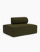 Eave Modular Sofa, 96, Open End 144 module in dark green Champion fabric, featuring a deep seat and a low, curved backrest.