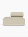 Front view of the Eave Modular Sofa, 96, Open End 144 in a light beige textured fabric, isolated on a white background.