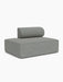 An angled view of the Eave Modular Sofa, 96, Open End 144 module, upholstered in a light grey textured fabric.