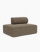 Angled studio shot of the Eave Modular Sofa, 96, Open End 144, in a textured brown Safire fabric against a white background.