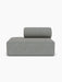 Front view of the Eave Modular Sofa, 96, Open End 144. The module features a deep seat and curved backrest in grey fabric.