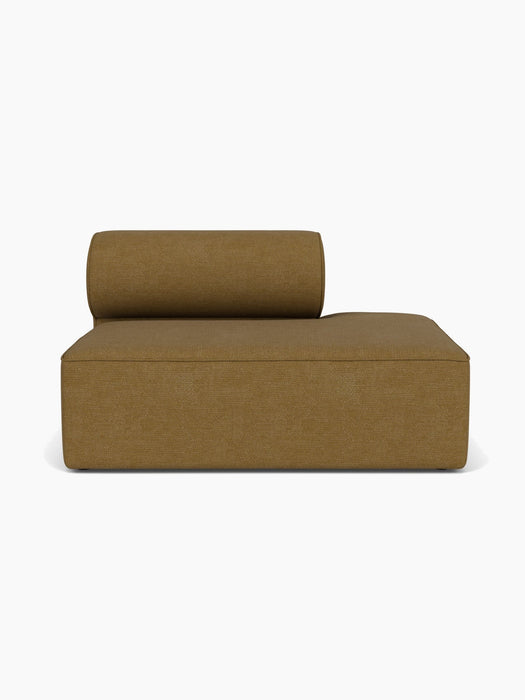 Front view of the Eave Modular Sofa, 96, Open End 144. The single sofa module is in a mustard-brown bouclé fabric.
