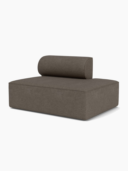 A dark brown bouclé Eave Modular Sofa, 96, Open End 144 module. The sofa piece has a deep seat and a low, curved backrest.