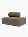 The Eave Modular Sofa, 96, Open End 144 module, upholstered in a textured brown Safire fabric, viewed from an angle.
