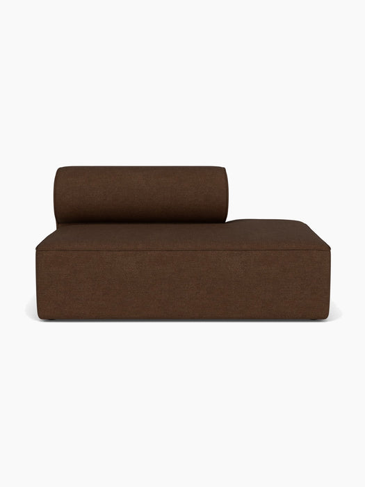 Front view of the Eave Modular Sofa, 96, Open End 144 module in a dark brown bouclé fabric against a plain white background.