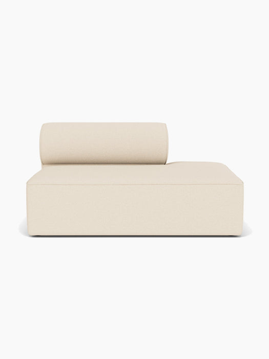Front view of the Eave Modular Sofa, 96, Open End 144 in light Logan Jasmine fabric, featuring a curved back and deep seat.