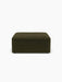 The Eave Modular Sofa, 96, Pouf, a square ottoman in dark olive green fabric, seen from the front against a white background.