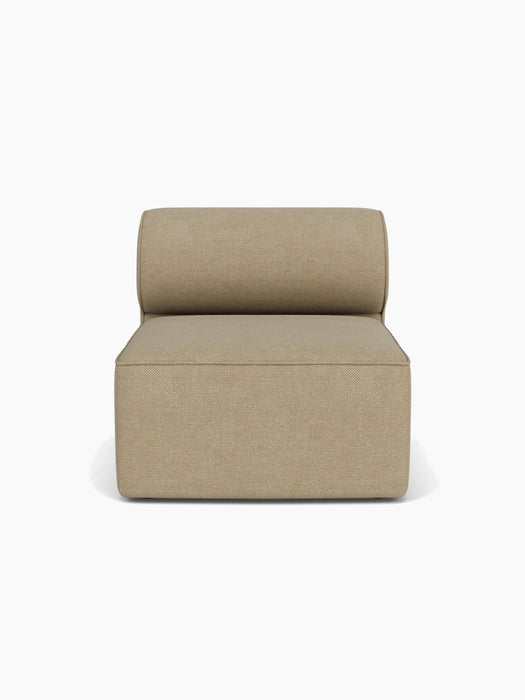 Front view of the Eave Modular Sofa, 96, Open Section module in a light brown bouclé fabric against a white background.