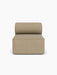 Front view of the Eave Modular Sofa, 96, Open Section module in a light brown bouclé fabric against a white background.