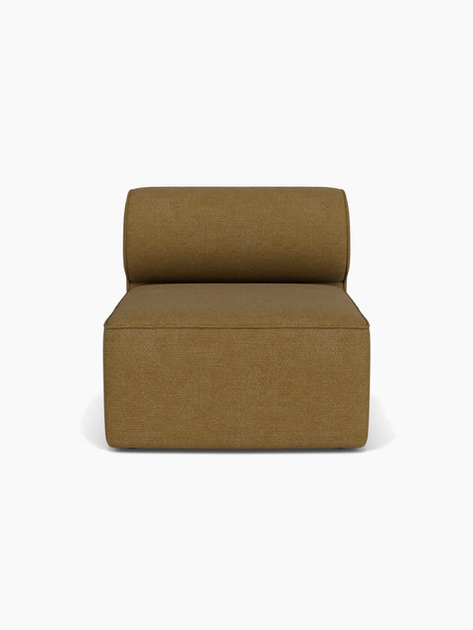 Front-facing view of the Eave Modular Sofa, 96, Open Section, upholstered in a textured, golden-brown Audo Bouclé 06 fabric.