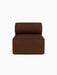 Front view of the Eave Modular Sofa, 96, Open Section. An armless module with a low back in textured dark brown fabric.