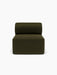 Front view of the Eave Modular Sofa, 96, Open Section, an armless module upholstered in a dark green fabric.