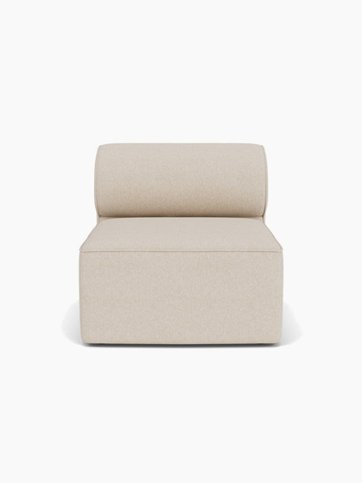 Front view of the Eave Modular Sofa, 96, Open Section. This armless module has a rounded backrest and is in Moss 018 fabric.
