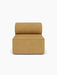 A front view of the Eave Modular Sofa, 96, Open Section, an armless module upholstered in a textured, mustard-yellow fabric.