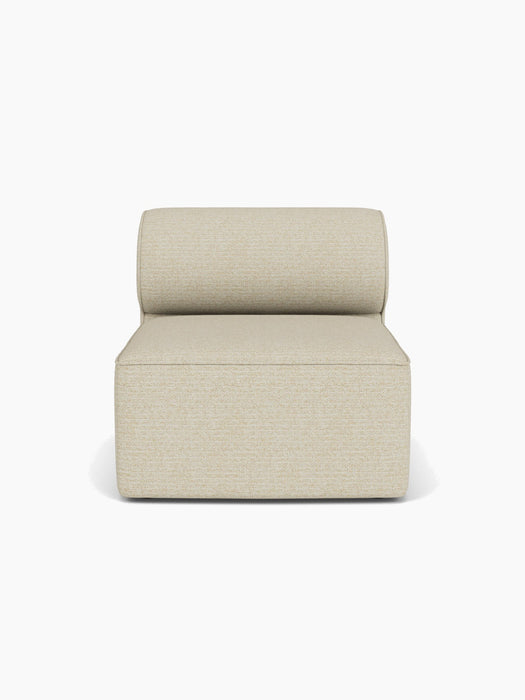 Front view of the Eave Modular Sofa, 96, Open Section. An armless module with a deep seat, rounded backrest in beige fabric.