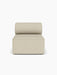 Front view of the Eave Modular Sofa, 96, Open Section. An armless module with a deep seat, rounded backrest in beige fabric.