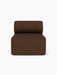 Front view of the Eave Modular Sofa, 96, Open Section. The armless module is upholstered in a textured, dark brown fabric.