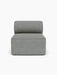 Front view of the Eave Modular Sofa, 96, Open Section, upholstered in a textured grey-blue Safire fabric on white background