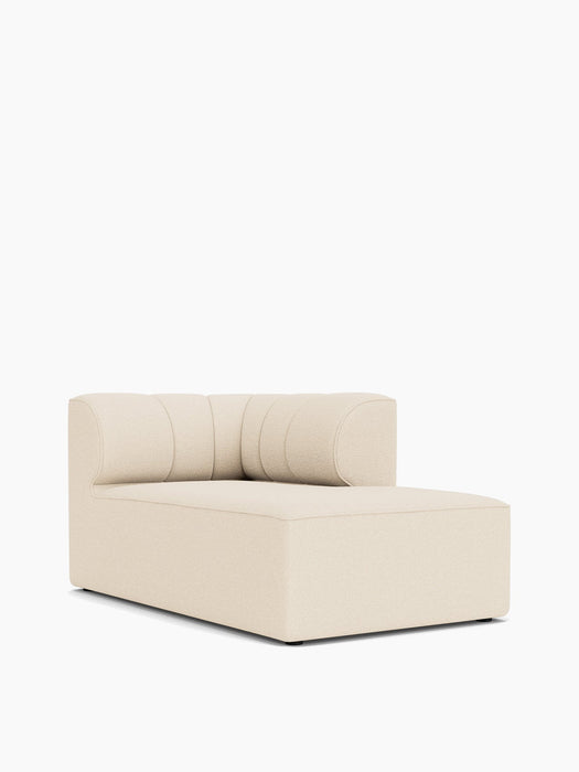 An angled view of the Eave Seamline Modular Sofa, 86, Chaise Longue in a light-coloured fabric against a white background.