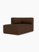 A front three-quarter view of the Eave Seamline Modular Sofa, 86, Chaise Longue in a dark brown bouclé fabric.