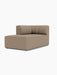 A light brown, left-corner Eave Seamline Modular Sofa, 86, Chaise Longue, upholstered in textured Logan Flint fabric.