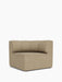 Front-facing view of Eave Seamline Modular Sofa concave corner module in a textured beige fabric against a white background.
