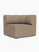 Angled view of the Eave Seamline Modular Sofa, 86, Concave, Corner in a light brown textured fabric on a white background.