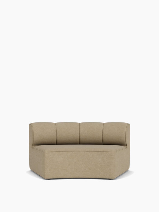 Front view of the Eave Seamline Modular Sofa, 86, Concave, Open Section, in light brown fabric on a white background.