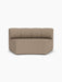 Front-facing view of the Eave Seamline Modular Sofa's concave open section, upholstered in a light brown Logan Flint fabric.