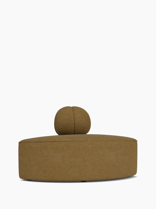 Back view of the Eave Seamline Modular Sofa, 86, Convex, Corner in brown textured fabric, showing its curved back.