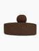 Front view of the Eave Seamline Modular Sofa, 86, Convex, Corner module, upholstered in dark brown Audo Bouclé fabric.
