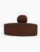 A back view of the Eave Seamline Modular Sofa, 86, Convex, Corner in dark brown bouclé fabric against a white background.