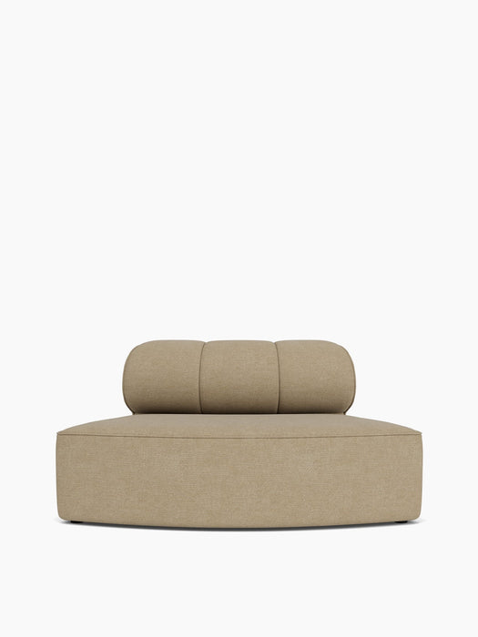 Eave Seamline Modular Sofa, 86, Convex Open Section in a tan bouclé fabric, showing its curved base and triple-cushion back.