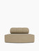 Eave Seamline Modular Sofa, 86, Convex Open Section in a tan bouclé fabric, showing its curved base and triple-cushion back.