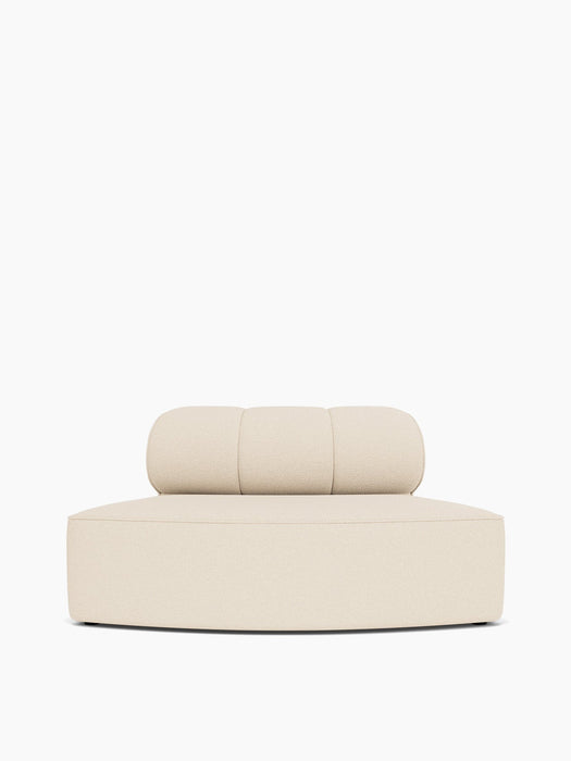 Front view of Eave Seamline Modular Sofa, Convex Open Section, in light beige Logan Jasmine fabric on a white background.