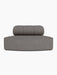 A front-on view of the Eave Seamline Modular Sofa's convex open section in a dark grey bouclé fabric on a white background.