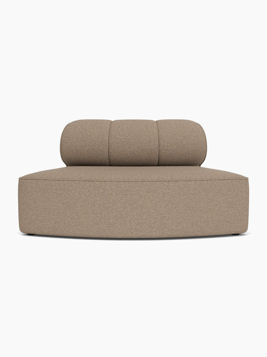 Front view of the Eave Seamline Modular Sofa, 86, Convex Open Section in light brown Logan Flint textured upholstery.