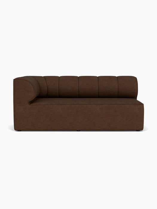 Front view of the brown bouclé Eave Seamline Modular Sofa, 86, Corner 172. A left corner piece with a panelled backrest.