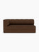 Front view of the brown bouclé Eave Seamline Modular Sofa, 86, Corner 172. A left corner piece with a panelled backrest.