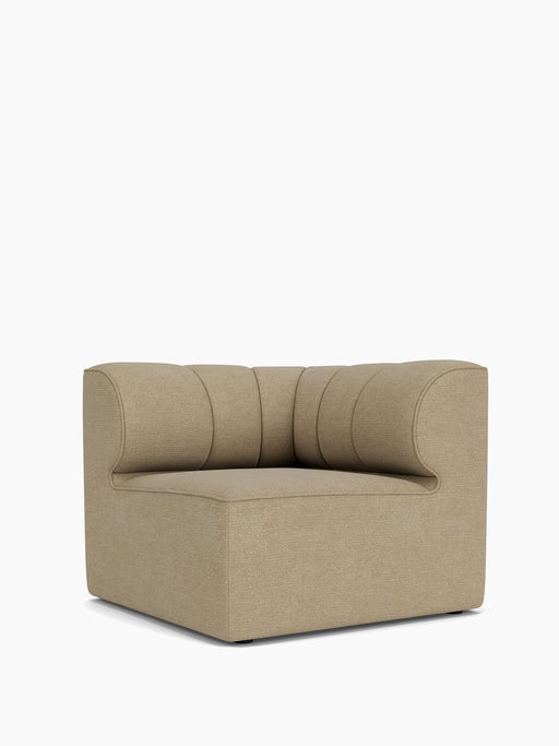 Eave Seamline Modular Sofa, 86, Corner in beige fabric. Angled view showing the rounded, seamed backrest and square base.