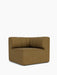 An Eave Seamline Modular Sofa, 86, Corner module, upholstered in a textured, golden-brown fabric, shown at an angle.