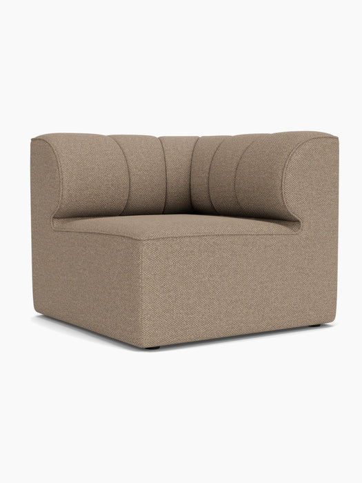 Eave Seamline Modular Sofa 86 Corner module, in textured Logan Flint fabric, with a distinctive rounded backrest.