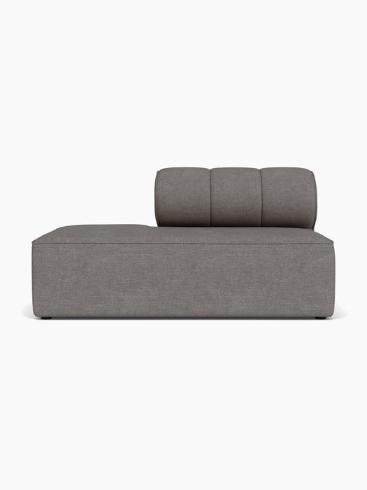 Front view of the Eave Seamline Modular Sofa, 86, Open End in a grey textured bouclé fabric, against a white background.