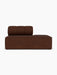 A front-on studio shot of the Eave Seamline Modular Sofa, Open End, upholstered in textured brown Audo Bouclé 08 fabric.